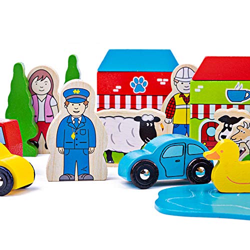 Bigjigs Rail مجموعة ملحقات السكك الحديدية من بيججيج - ملحقات مجموعة القطارات الخشبية متعددة الألوان - Image 2