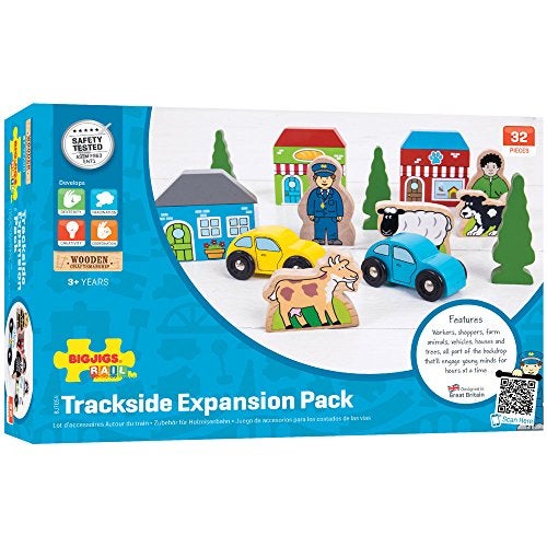 Bigjigs Rail مجموعة ملحقات السكك الحديدية من بيججيج - ملحقات مجموعة القطارات الخشبية متعددة الألوان - Image 3