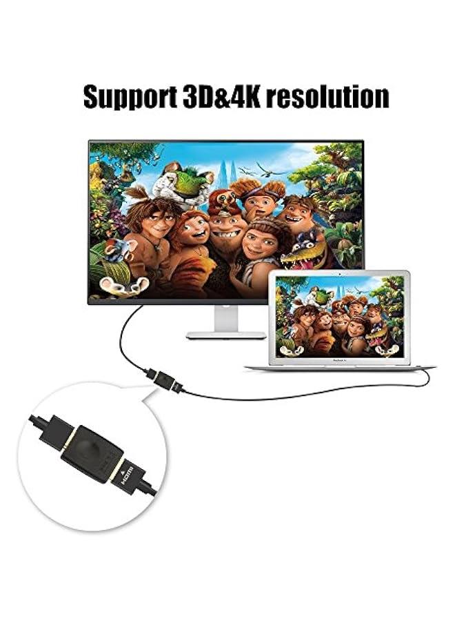 HDMI Coupler HDMI Female to Female Connector 3D 4K Extension Adapter Compatible with PCs and Xbox One，Wall-Mounted TVs and Five TV Sticks, 2-Pack - Image 3