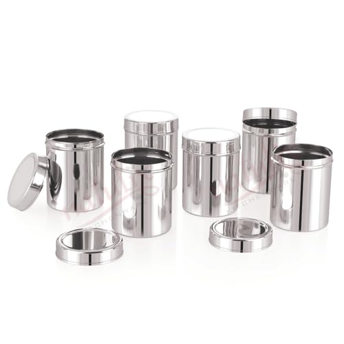 NATULIX 1 Kg Stainless Steel Containers for kitchen | Kitchen Containers Set | Silver (1250ml - 6pcs) Food Grains Capacity - 1kg Approx - Image 4