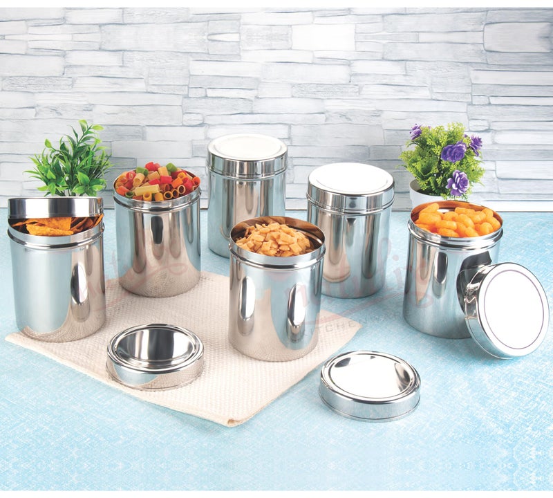 NATULIX 1 Kg Stainless Steel Containers for kitchen | Kitchen Containers Set | Silver (1250ml - 6pcs) Food Grains Capacity - 1kg Approx - Image 2