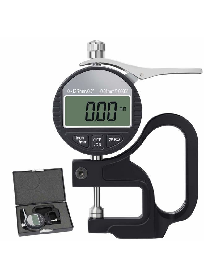 BNISE Digital Thickness Gauge 0.5 inch/12.7mm, 0.0005"/0.01mm, Thickness Meter Metric/inch Paper/Film/Fabric/Tape Thickness Gauge - Image 1