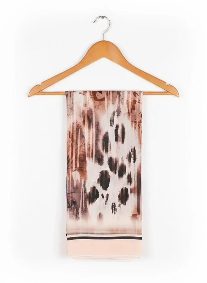 lamha abaya Artistic Leopard Scarf – Chiffon with Brown Gradient Print