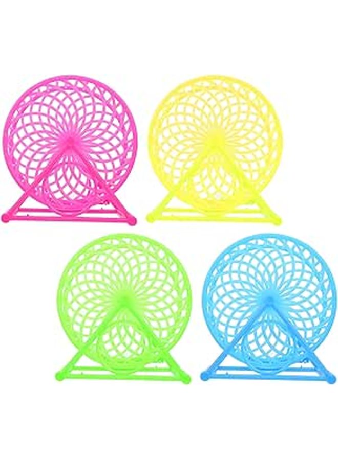 4Pcs Small Silent Hamster Wheel Set with Stand Colorful Exercise Wheels for Chinchillas - Image 1