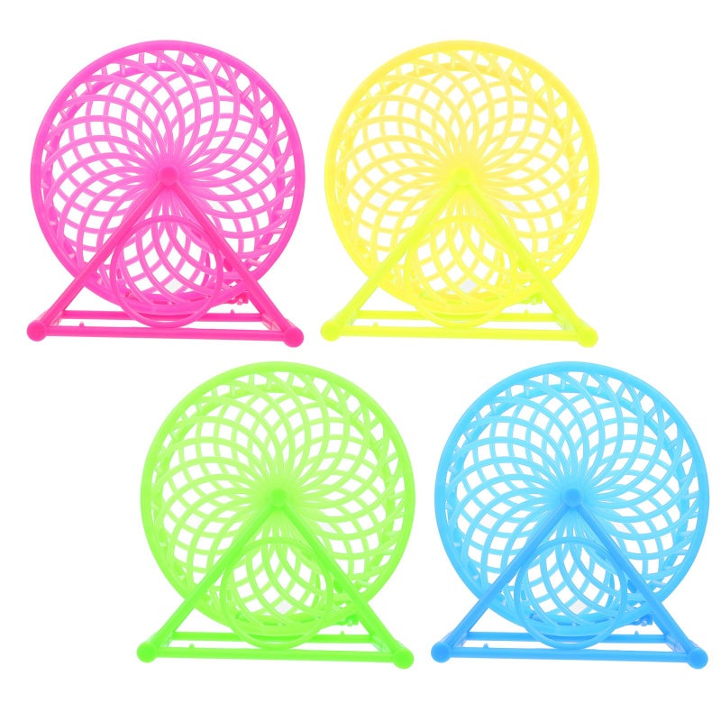 4Pcs Small Silent Hamster Wheel Set with Stand Colorful Exercise Wheels for Chinchillas - Image 2
