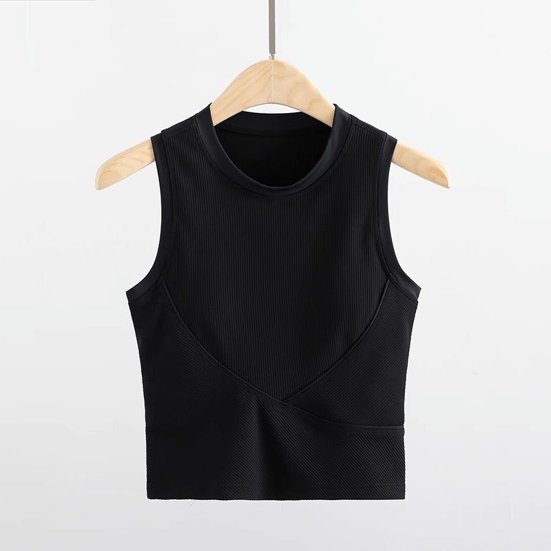 Generic Womens Yoga Sports Vest Quick-Dry Built-in Bra Black