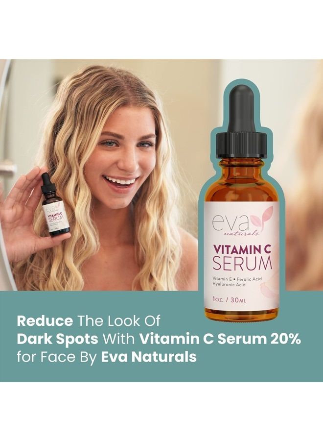 Eva Naturals Vitamin C Serum 20% For Face, Pure Vitamin C Face Serum for Wrinkles, Acne, Dry Skin, and Dark Spots - Facial Vitamin C Serum (1oz) - Image 5