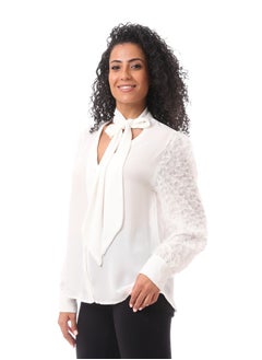 V Neck Blouse With Tie And Sheer Sleeves - pzsku/Z1A2BA4B363AA5839AF39Z/45/_/1715870362/c8cfdb5e-75d3-4213-ad22-292b77ffb9fc