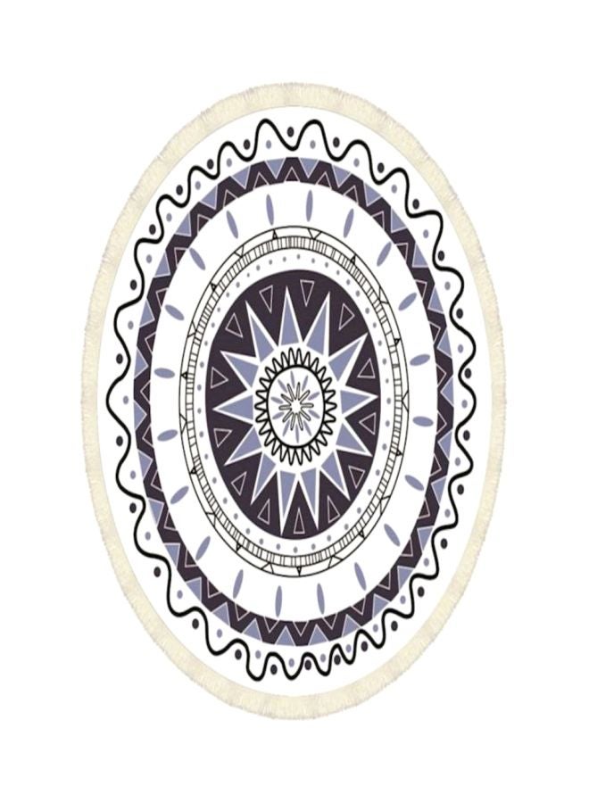 NIBEMINENT Bohemian style printing fun beach towel multifunction picnic mat shawl White/Black/Cream