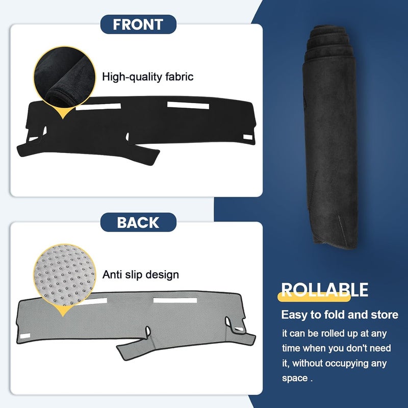 Rilsen Multi-use detailed build Dashboard Cover Mat Custom Fit for 1986-1993 Chevy S10 Blazer/GMC S15 Jimmy Sonoma/1991-1994 Oldsmobile Bravada Dash Cover Nonslip Dash Mat Protector Sunshade No Glare Black All-item matching trendy build - Image 3