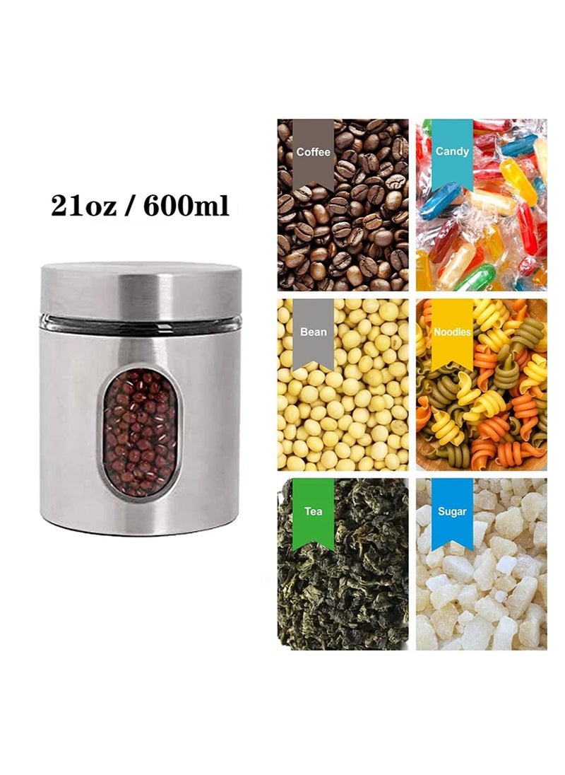 تابيت 1PCS 600ml الفولاذ المقاوم للصدأ جرات تخزين الزجاج المرئي جرات مختومة جرات الحبوب جرات الشاي جرات تخزين الأغذية جرات تخزين الأغذية المطبخ الإمدادات  - Image 1