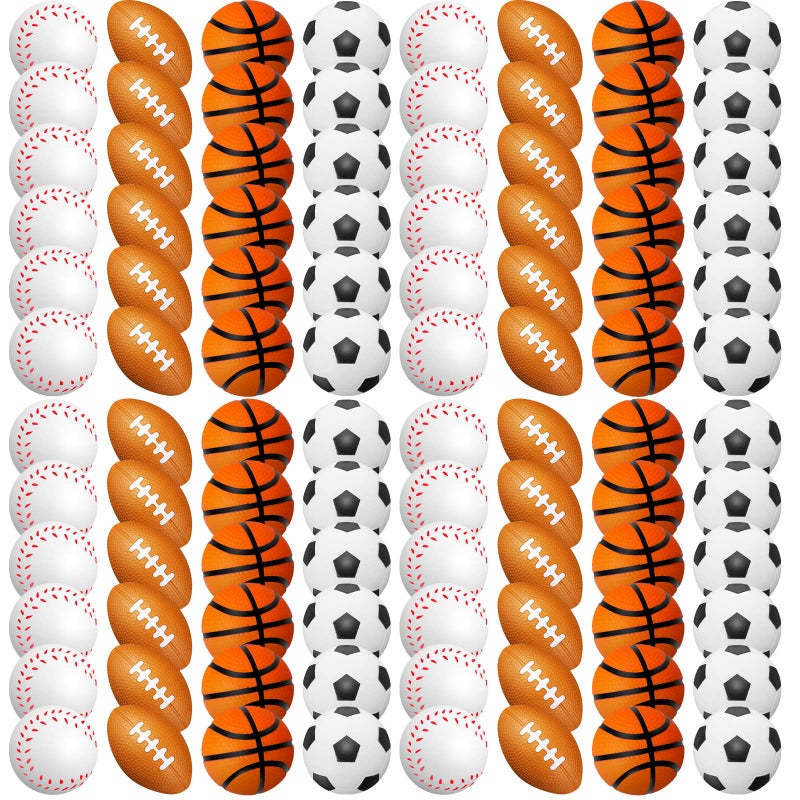 جيريفي 120 قطعة من كرات الإجهاد الرياضي Mini Foam Soccer Ball Basketball Baseball Balls للاضطرابات الإجهاد الإغاثة للقلق. - Image 1