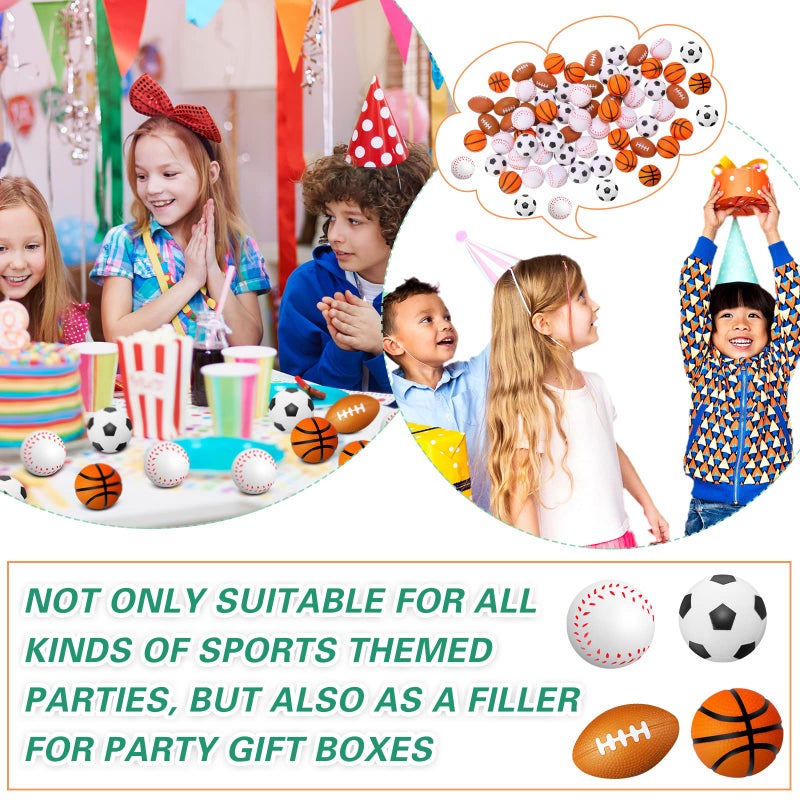 جيريفي 120 قطعة من كرات الإجهاد الرياضي Mini Foam Soccer Ball Basketball Baseball Balls للاضطرابات الإجهاد الإغاثة للقلق. - Image 4