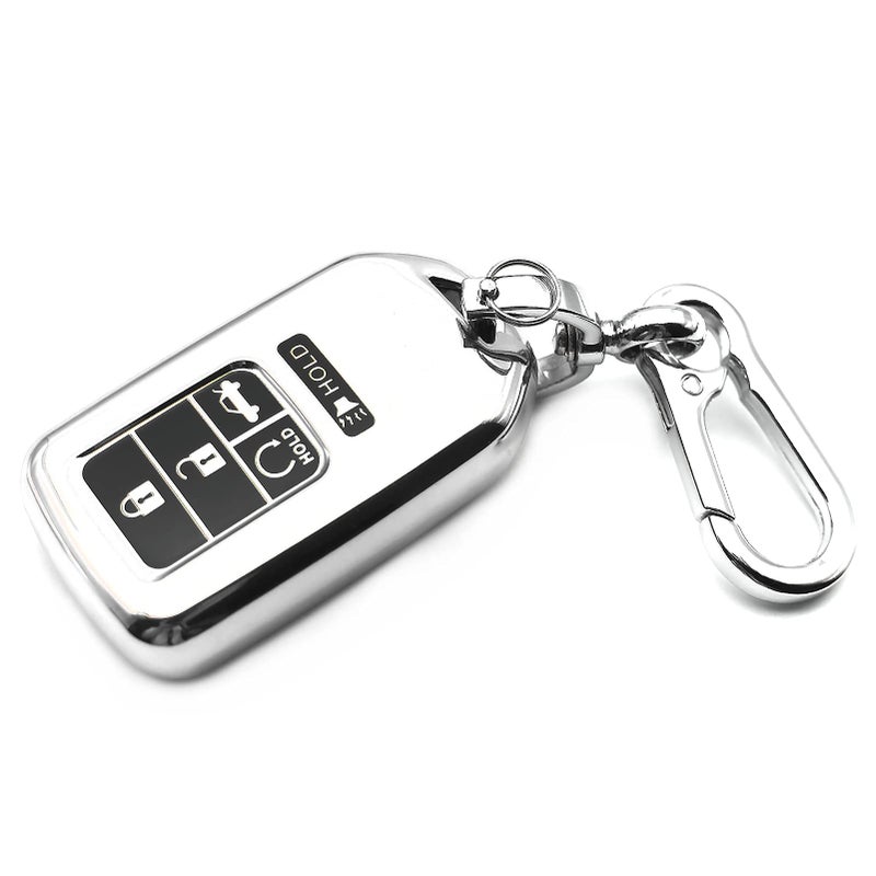 INFIPAR Fit for Honda Passport CRV Accord Pilot Civic HRV Insight TPU Key Fob Cover Case Shell Remote Glove Pouch Holder Protector Keyless Entry Sleeve Accessories Silver