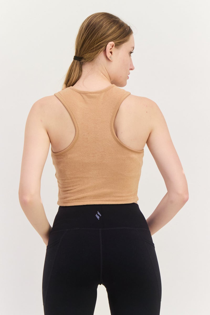 PUMA Women Sportswear Fit Sleeveless Outdoor Crop Tank Top, Tan - Image 3