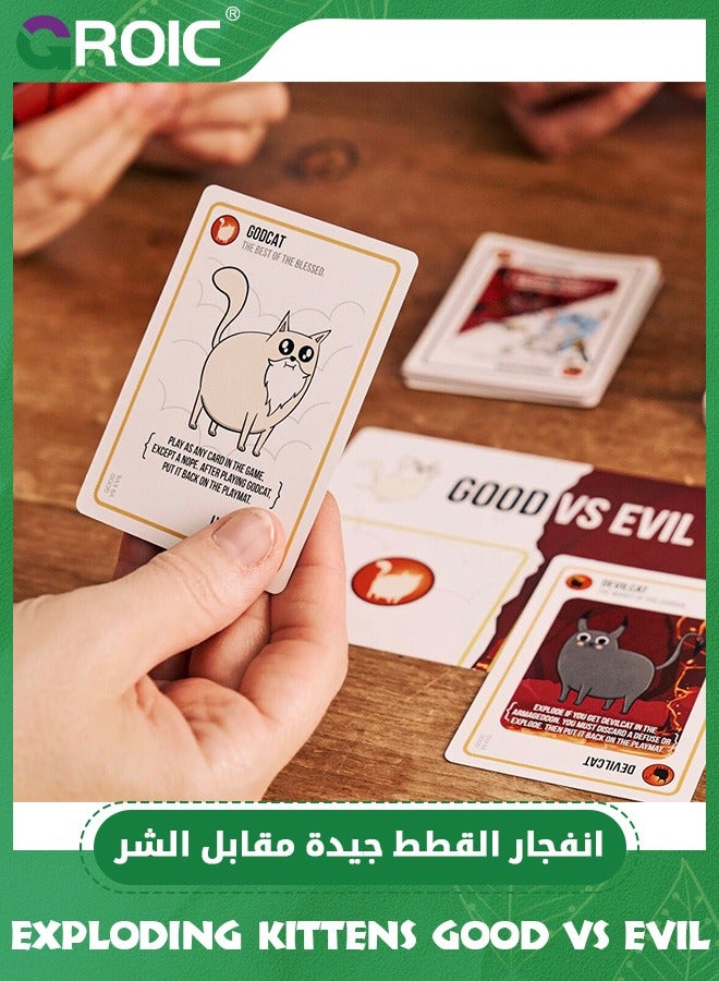 Exploding Kittens Good vs Evil - Elevate with New Characters - Fun Family Card Games for Adults Teens & Kids for Night Entertainment, Easy to Learn Family Games - Ages 7 and Up, 55 Cards