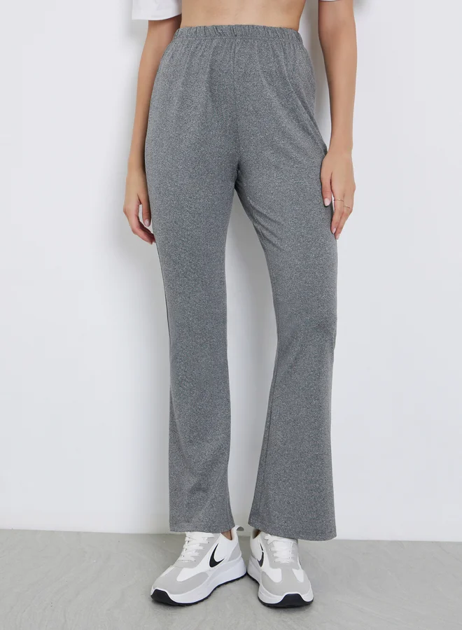 Styli Styli Charcoal Grey Plain Flared Leggings