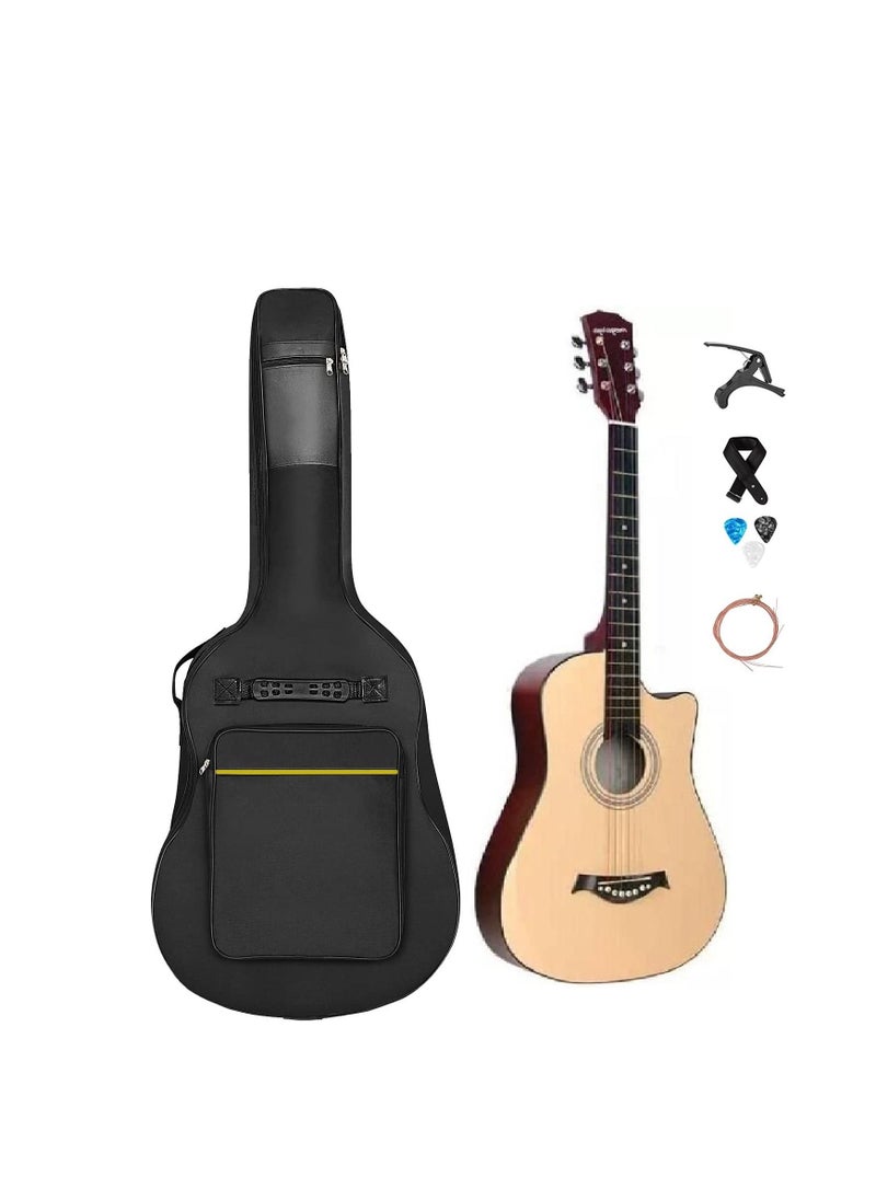 Megarya Acoustic Guitar Combo Pack Natural Guitar,Bag,Capo,Picks,Strings  - Image 1