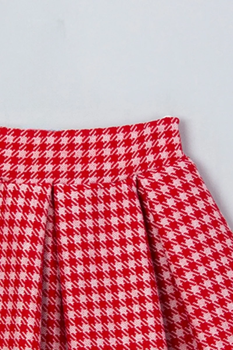 ميادا Hello December Printed Sweatshirt Plaid Checkered Skirt Set 22204