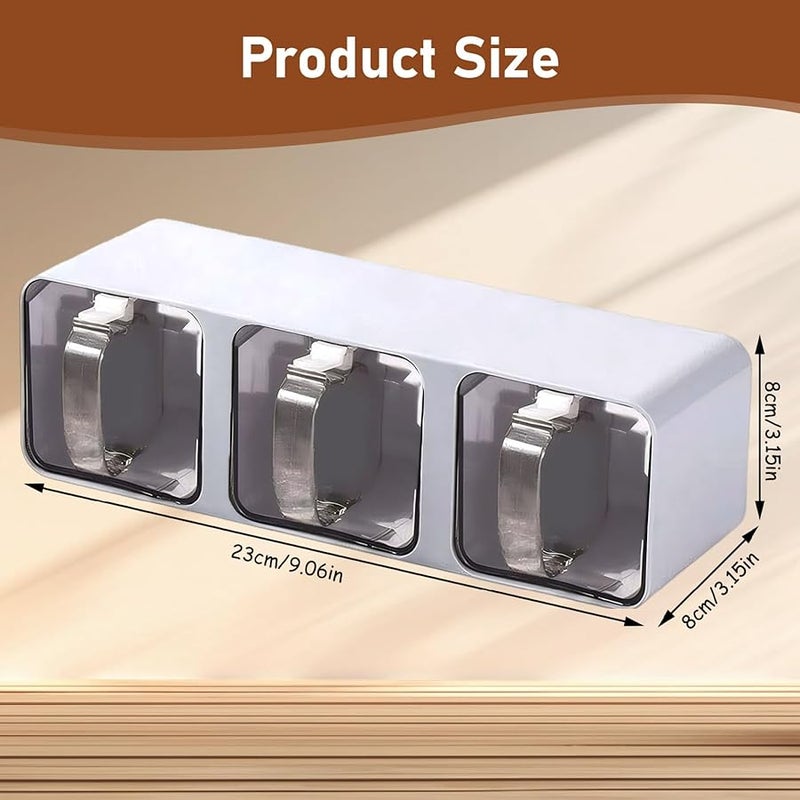 3 Grid Clear Spice Rack Wall Mount Stackable Seasoning Box Organizer - Image 3