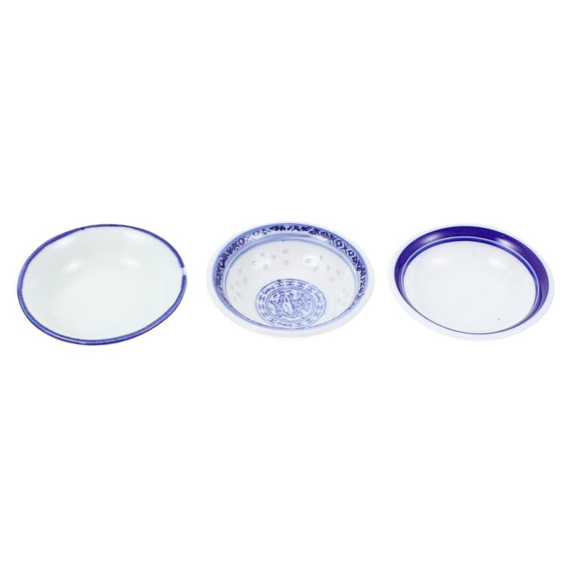 Blue White Porcelain Seasoning Plates 3pcs Multipurpose Sauce Storage Holder - Image 2