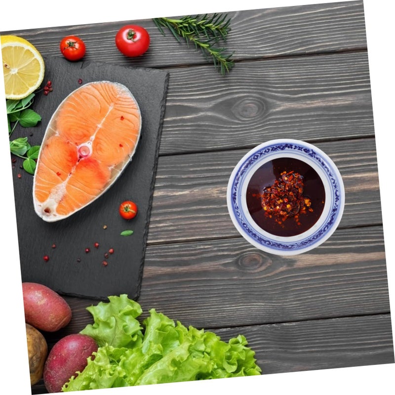 Blue White Porcelain Seasoning Plates 3pcs Multipurpose Sauce Storage Holder - Image 3