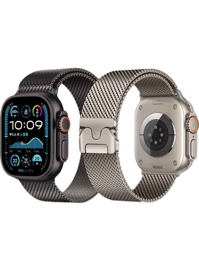 BHO Titanium Metal Milanese Watch Band With Parachute Buckle For Apple Watch S10/Ultra2, Iwach S9/8/7/6/Se - Image 1