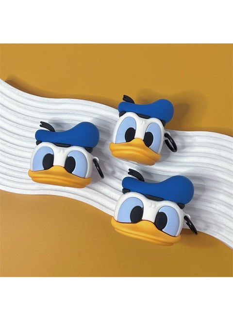 Cute Cartoon Duck AirPods Pro1/2/3 Generation For Apple Bluetooth Wireless Earphone Case Creative Silicone-Color:Blue Hat Cartoon Duck + Hook-Applicable Model:AirPods 1/2 Generation Universal