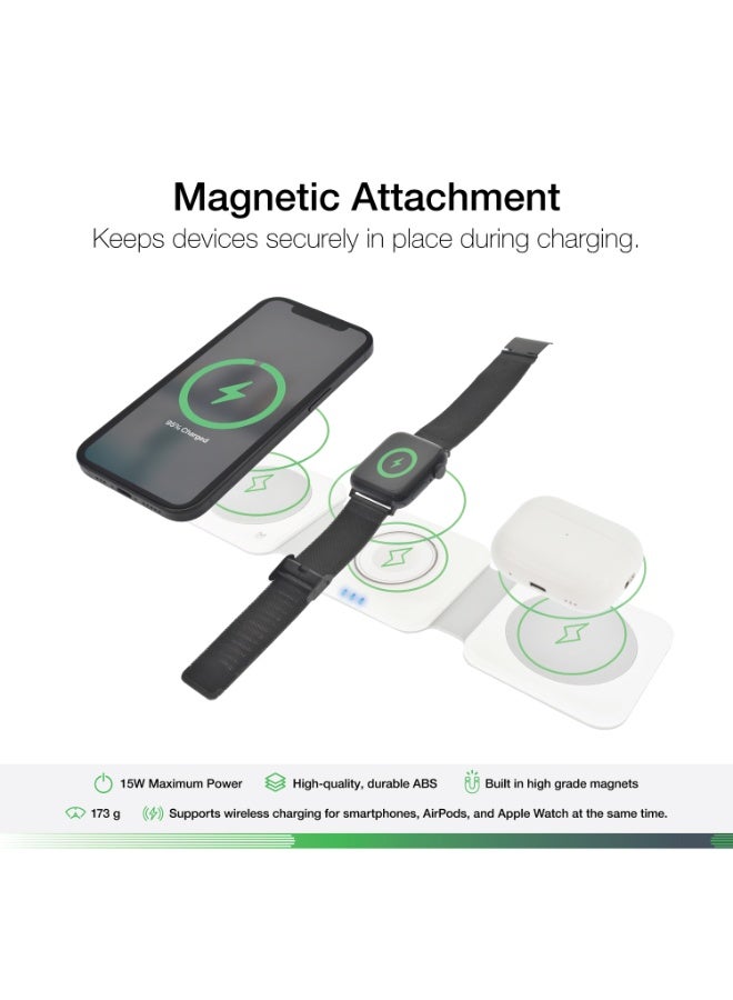 DVICED 3-in-1 Foldable magnetic wireless charger - White - Image 2