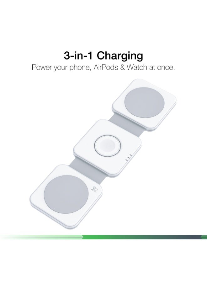 DVICED 3-in-1 Foldable magnetic wireless charger - White - Image 1