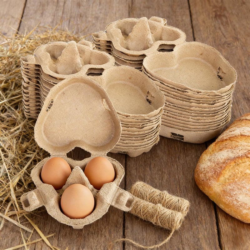 Haawooky 36 Pcs Egg Cartons,3 Count Heart Shaped Paper Pulp Egg Container,Storage Containers Holder for Valentine's Day Easter,Storing Extra Eggs - Image 3