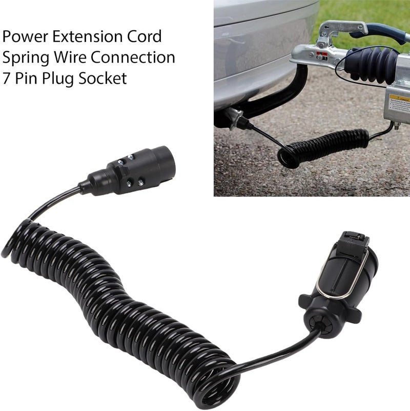 Tbest 7 Pin Trailer Extension Cord Heavy Duty Durable 9.84FT Length Gooseneck Trailers Truck Bed Electrical Wire for RVs Campers Universal Fit Metal Plastic Construction - Image 2
