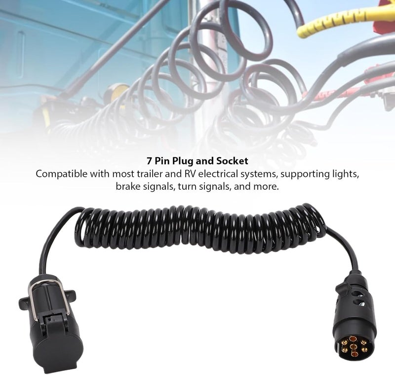 Tbest 7 Pin Trailer Extension Cord Heavy Duty Durable 9.84FT Length Gooseneck Trailers Truck Bed Electrical Wire for RVs Campers Universal Fit Metal Plastic Construction - Image 3