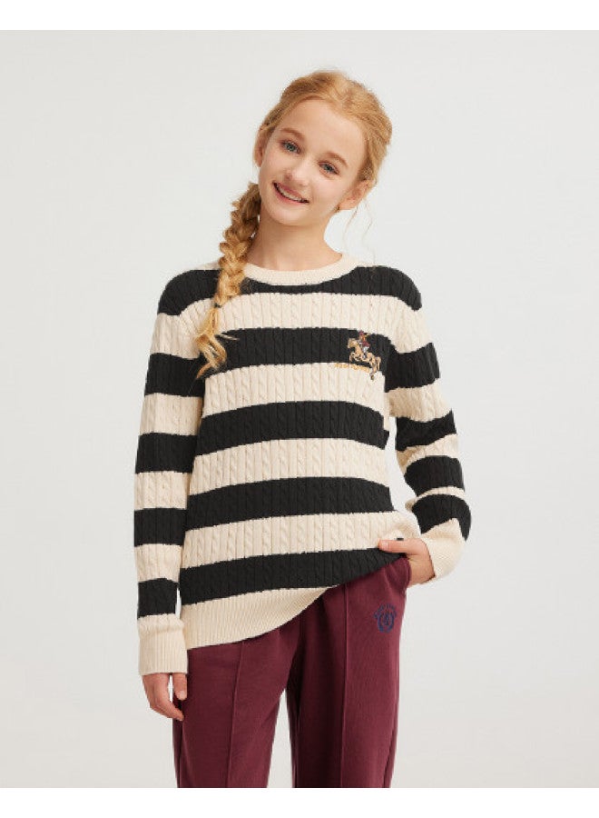 Hush Puppies Neutral Style Men's, Women's And Children's Spring And Autumn Season Line Clothing Color Block Stripe Knitwear Student Casual Inner Wear School Uniform Warm Inner Wear - Image 1