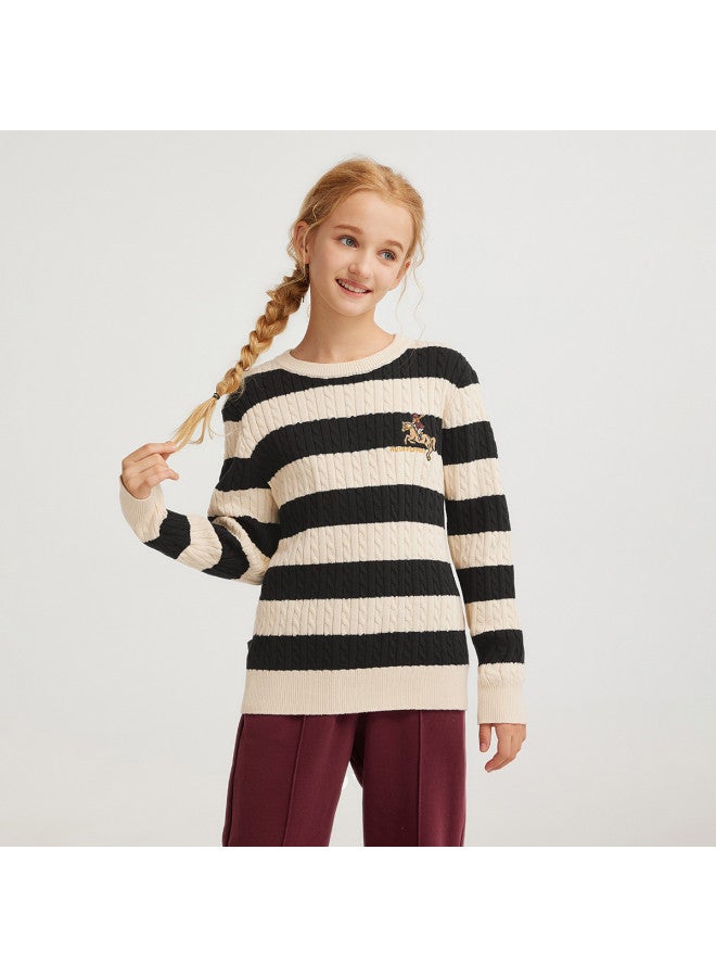 Hush Puppies Neutral Style Men's, Women's And Children's Spring And Autumn Season Line Clothing Color Block Stripe Knitwear Student Casual Inner Wear School Uniform Warm Inner Wear - Image 3