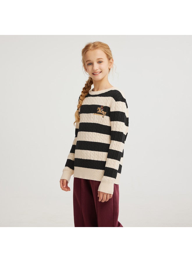 Hush Puppies Neutral Style Men's, Women's And Children's Spring And Autumn Season Line Clothing Color Block Stripe Knitwear Student Casual Inner Wear School Uniform Warm Inner Wear - Image 5