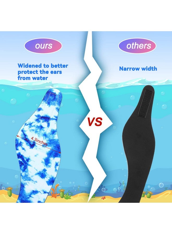 Honoson 6 Pieces Waterproof Swimming Headband Kids Adults Wider Swimming Ear Band Swim Bands For Ears Toddler Swim Earplugs (Tie Dye) - Image 3