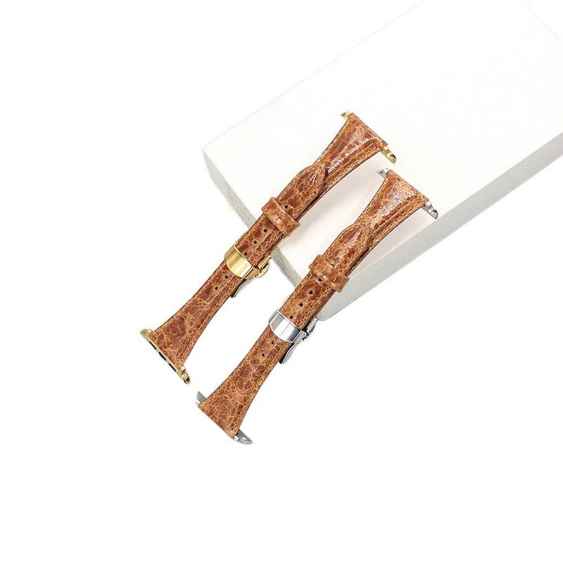 سوار ساعة ذكية سوار جلدي كلاسيكي متوافق باللون ذهبي وردي قابل للتعديل مع Apple Watch 38/40/41/42/44/45/49mm بملاءمة قابلة للتعديل وحزام بديل - Image 3