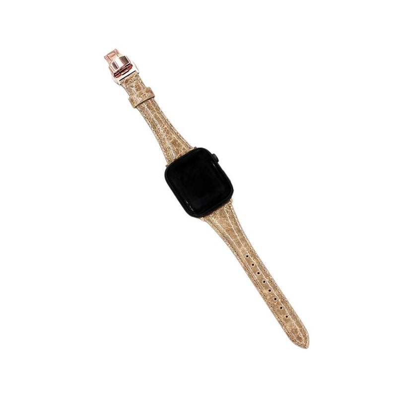 سوار ساعة ذكية سوار جلدي كلاسيكي متوافق باللون ذهبي وردي قابل للتعديل مع Apple Watch 38/40/41/42/44/45/49mm بملاءمة قابلة للتعديل وحزام بديل - Image 4