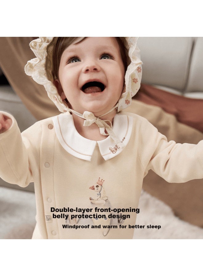 Emxee Baby Romper Volcanic Fleece Warm Autumn Winter Lucky Goose - Taro Purple 73cm - Image 3