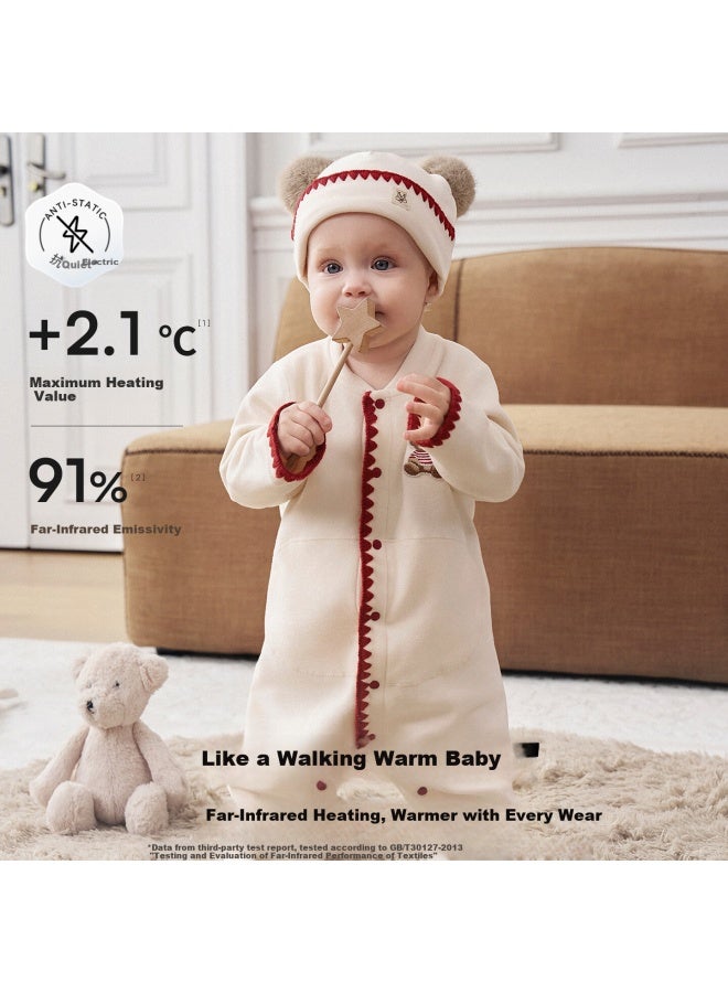 Emxee Baby Romper Volcanic Fleece Warm Autumn Winter Lucky Goose - Taro Purple 73cm - Image 2