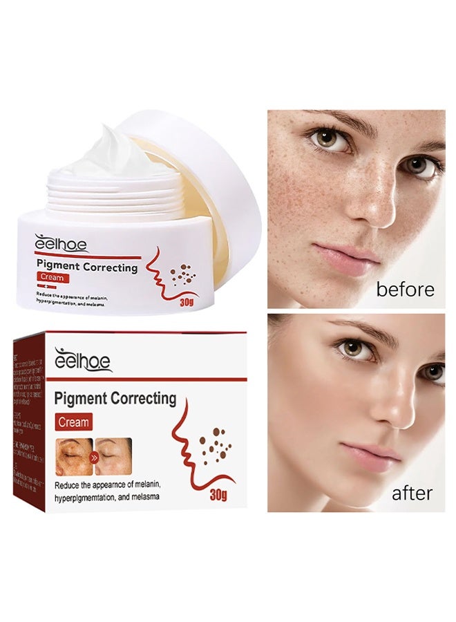 EELHOE Pigment Correcting Cream, Freckles Removal Cream Pigment Correcting Serum Remove Melasma Age Spots Sunspots Whitening Freckle Removing Cream Effective Brightening Essence Remove Pigment Melanin 30g - Image 1