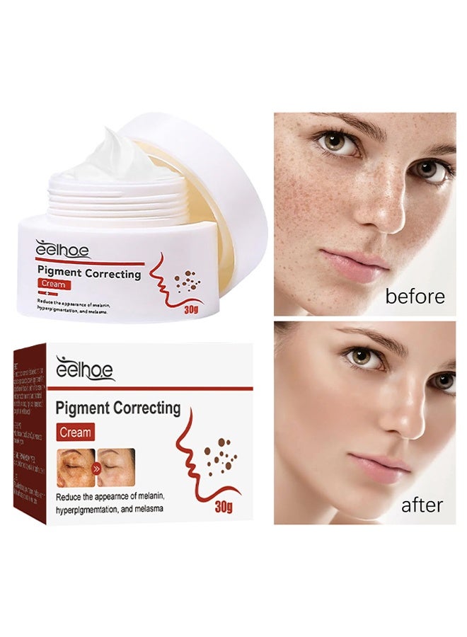 EELHOE Pigment Correcting Cream, Freckles Removal Cream Pigment Correcting Serum Remove Melasma Age Spots Sunspots Whitening Freckle Removing Cream Effective Brightening Essence Remove Pigment Melanin 30g - Image 1