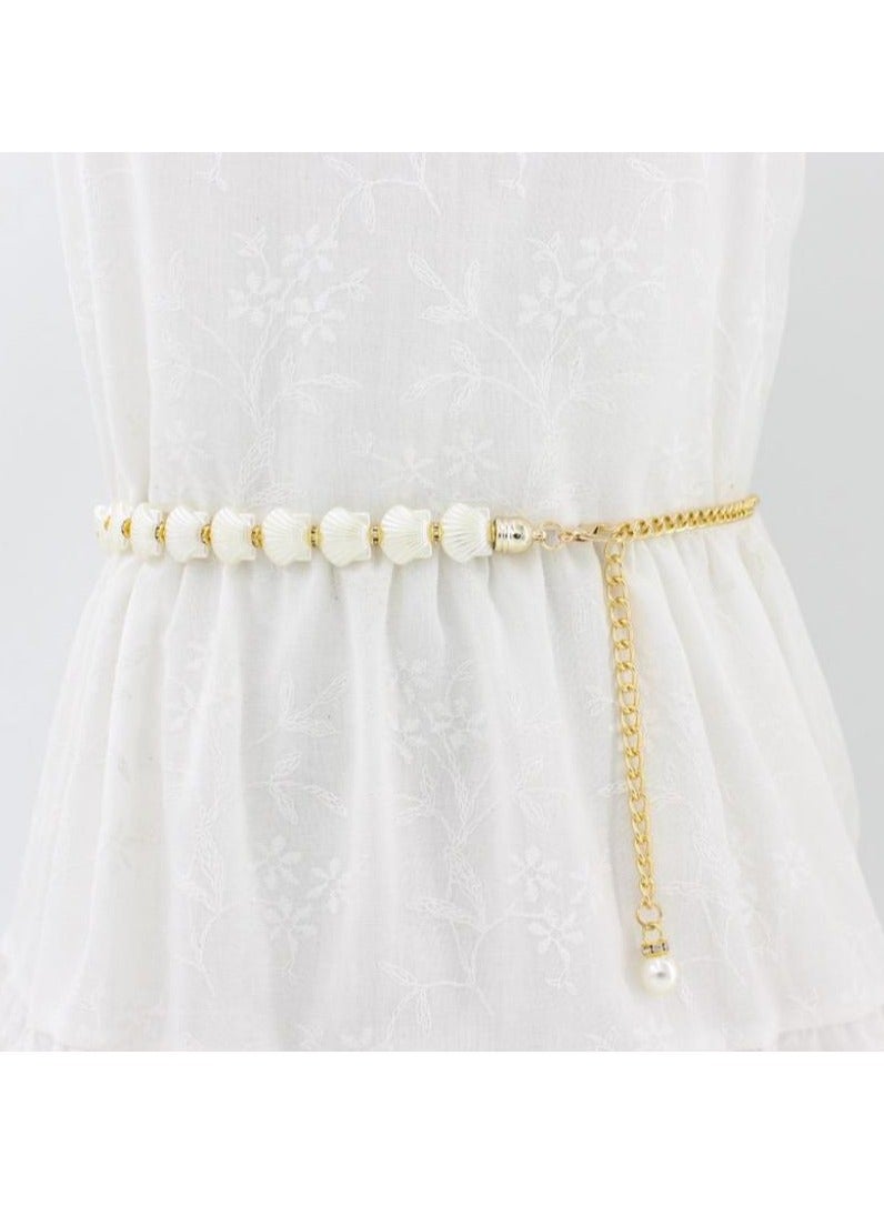 KUYING New Womens Pearl Fashion Versatile Decorative Dress Summer Skirt Small Belt 