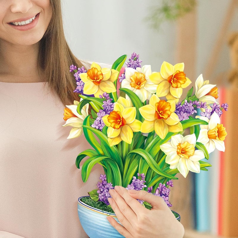 Airpark Pop Up Cards, 12‘’ English Daffodils, Paper Flowers Bouquet 3D Popup Greeting Cards with Blank Note Card and Envelope for Birthday, Anniverary, Wedding, Thank You Gifts for Women Lover Friends - Image 4