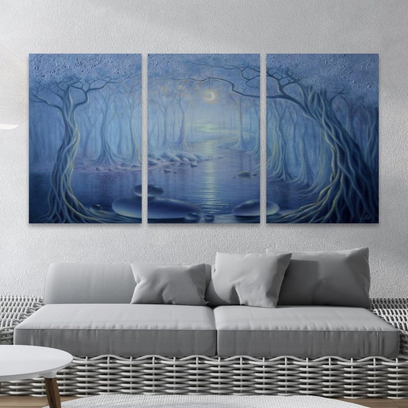 Marktna Three luxurious modern canvas prints with a hollow frame, measuring (90×40), three pieces - Image 1