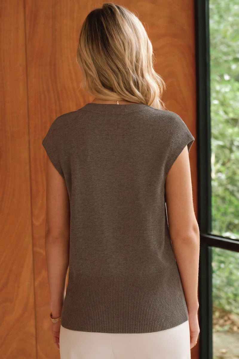 Arach&Cloz Cashmere Sweaters for Women Summer Sleeveless Sweater Vest Tops Wool Blend V Neck Business Casual Outfits Teacher Capsule Wardrobe Trendy 2026 Coffee M - Image 3