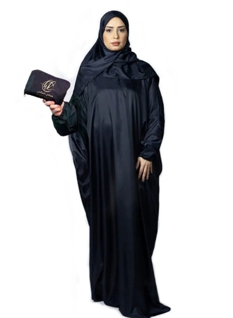 حجابي كمالي فستان صلاه ع حقيبه صغيره- قطعه واحده- كحلي اللون - Image 1