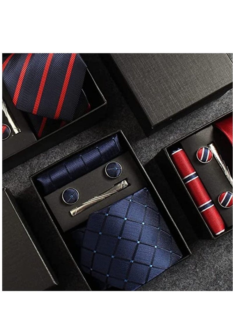 Multicolor Checkered Patterned Necktie Suit Gift Box Set - Image 3