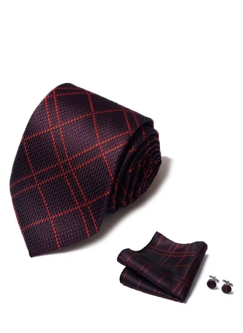 Multicolor Checkered Patterned Necktie Suit Gift Box Set - Image 1